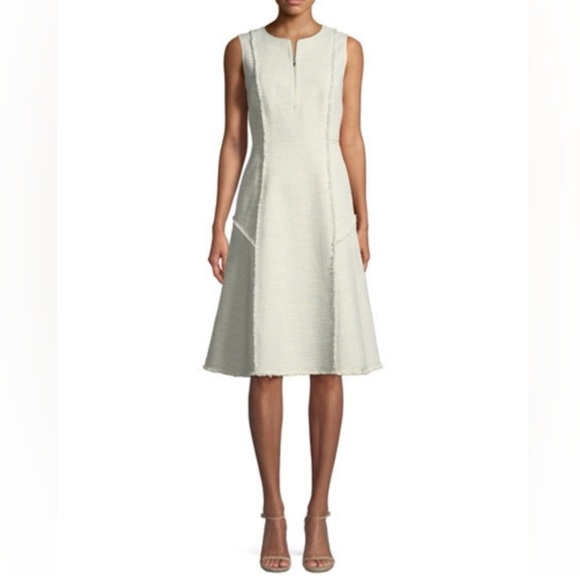 Lafayette 148 New York Elegant Cream Midi Dress - Picture 1 of 13